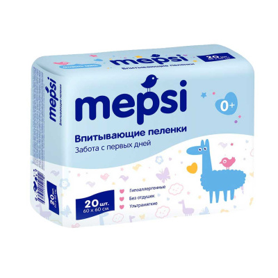 Пеленки детские впитывающие 60х60 20 шт Mepsi